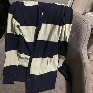 Maurice’s blue and green striped cardigan